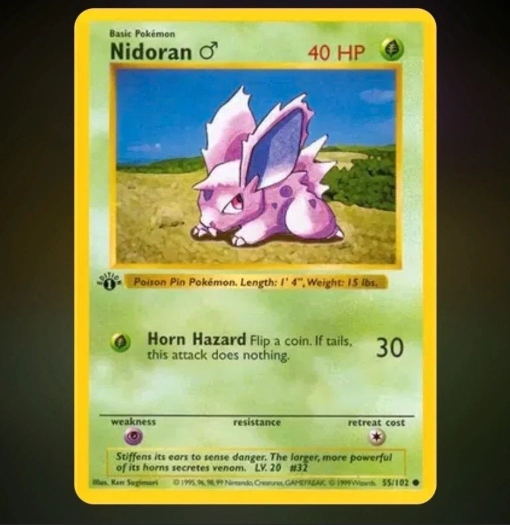 Nidoran♂ 55/102 Base Set Pokémon Card (1999 WOTC)